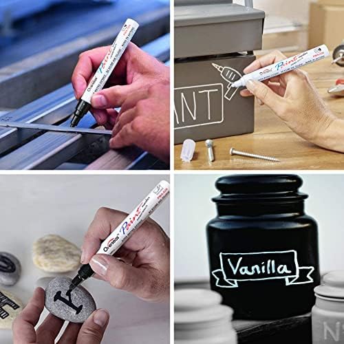 Marcadores de tinta de tinta branca e preta - 6 embalagem de tinta à base de óleo permanente, ponta média, marcador