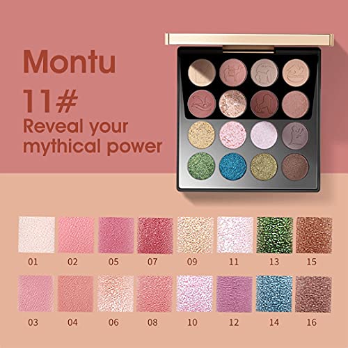 Zeesea Egypt Eyeshadow Palette Pyramiad Collection, Matte Shimmer Glitter Blendable High Pigmented 16 Shades Eye Makeup