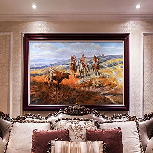 Buffalo do homem branco - Charles Marion Russell reprodução de pintura a óleo, pilotos nativos americanos, paisagem da montanha