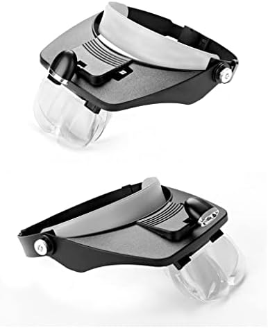Montífica de montagem da cabeça heimp com 2 luz LED - LUPE PROFISSIONAL JOWELER LUPE - 4 lentes intercambiáveis ​​com 1,5x, 1,8x, 2,5x,