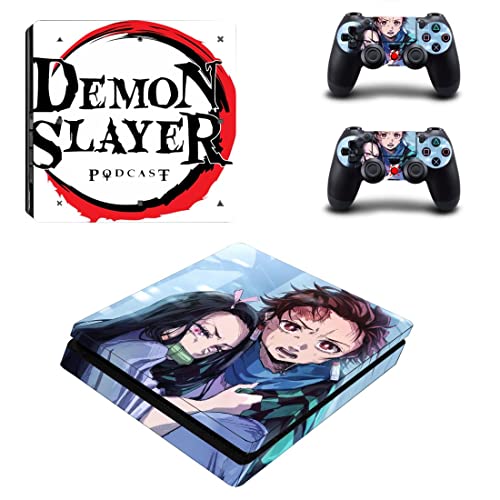 Anime Demon Kimetsu e Slayer No Yaiba Tanjiro Nezuko Zenitsu Inosuke Rengoku Akaza PS4 ou PS5 Skin Skin para PlayStation 4 ou 5 Console e 2 Controladores Decalque Vinil V9601