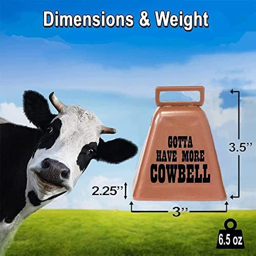 Bevin Bells tenho que ter mais Cowbell | Sino de vaca do Kentucky com cor de cobre | Feito de aço | Fabricantes de ruído alto com alça | Feito em CT, EUA