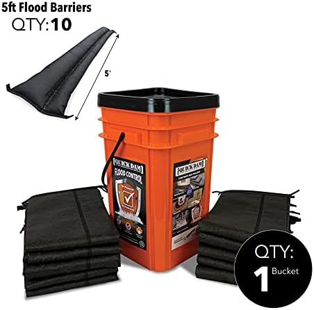O kit de inundação rápido e rápido da barragem inclui barreiras de inundação de 10 a 5 pés em balde, vermelho e qd1224-6