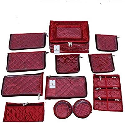 Kuber Industries Jewellery Kit/Jewellery Box com 12 bolsas em cetim acolchoado pesado