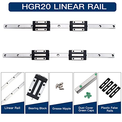 2pcs 200mm HGR20 Linear Guide Rail com 4 bloqueio de mancal, 1pcs 200 mm SFU1204 parafuso de bola com defletor de metal porca de parafuso de bola