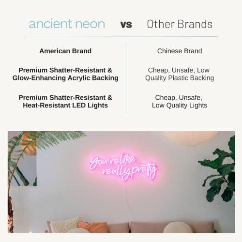 Marca Americana Premium | Néon antigo “você é realmente bonito” grande sinal de néon | Luzes LEDs de acrílico e rosa