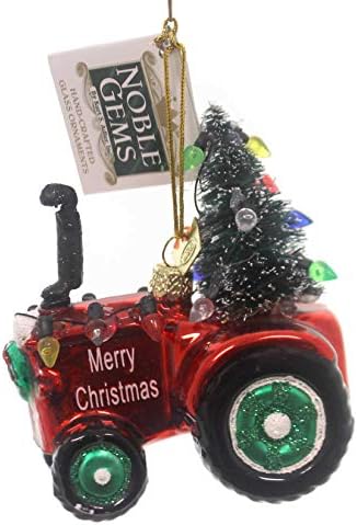 Gems nobres Red Tractor Glass Christmas Tree Ornament NB0884 NOVO
