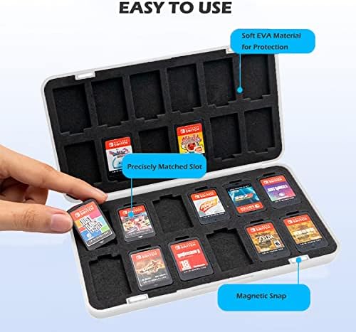 Hupop Switch Game Card Storage Case Titular portátil Anti-Bumping 24 Slots Game Game Game Carting Box Container Organizer