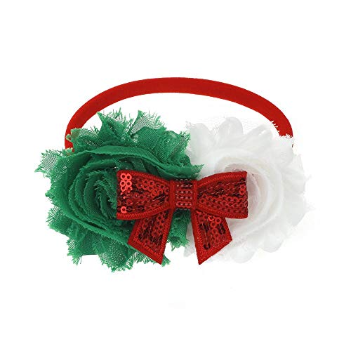 Miuion Baby Girl Nylon Bandas de Cabeça de Christmas/Vermelho Vermelho Lantejó de Lantejouno - pacote de 3