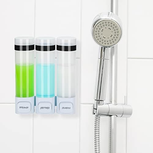 Dispensador de shampoo Insfawn para dispensador de sabão montado na parede do chuveiro 3 Câmaras Distribuidor de lavagem do
