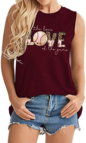 Amor feminino Baseball mamãe tampo tampo de verão camisa básica de tanque casual coletes gráficos fofos camisetas