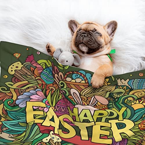 Feliz Páscoa Páscoa de lã de lã de luxo, maquilas de flanela macia para cães gatos gatos sofá -cama presentes