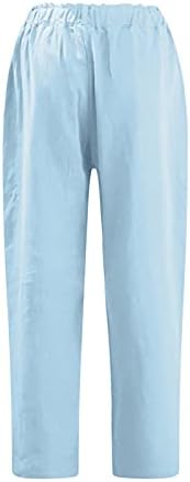 Calça camponês para mulheres shorts de linho de praia de verão 3/4 calças de moletom de calças de solteiro Capri
