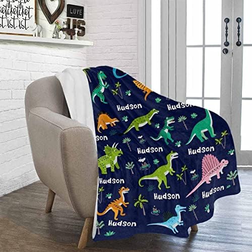 Cobertores de nome personalizado para meninas meninas - cobertores de bebê com dinossauros para crianças - Cobertor de arremesso engraçado com animal fofo A1595