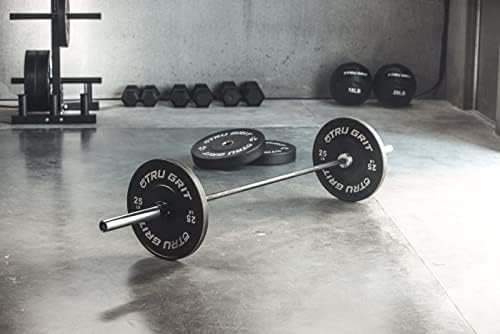 Tru Grit Fitness 7 pés Barra de energia olímpica de barra para tamanhos de treinamento de pesos para levantamento de peso 35 lb e 45 lb