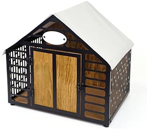Móveis para caixas de cães de uso interno, madeira de canil de cachorro moderno na casa de animais de construção de metal pequena casa pequena e grande