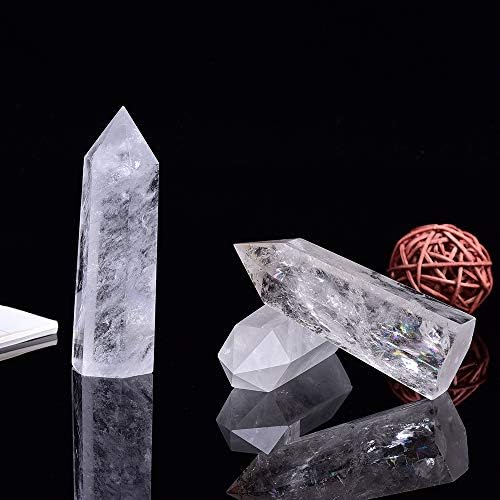 Conjunto de cura natural de Runyangshi de 3 varinha de cristal de quartzo clara, 2 -2,4 6 pedras naturais de cúmis de cristal de ponto único para cura para meditar terapia de Chakra Reiki