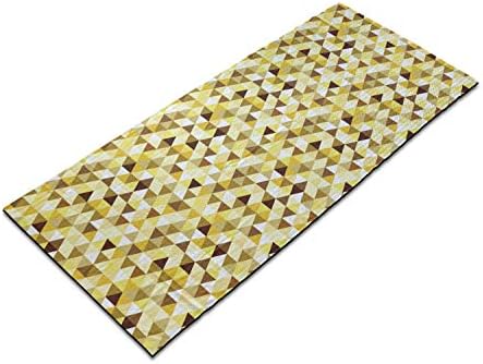 Toalha de tapete de ioga geométrica de Ambesonne, vibrantes formas de triângulo colorido padrão elementos abstratos geométricos