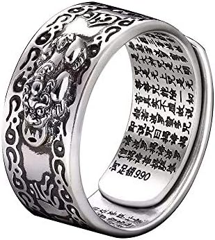 Feng shui pixiu mantra proteção riqueza anel de riqueza amult pi xiu anel ajustável para homens menino garotas meninas