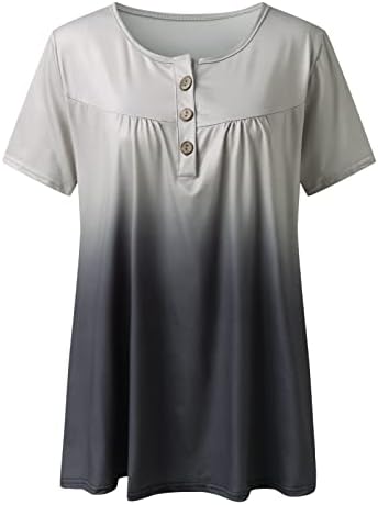 Camisas de tamanho prático de manga comprida para mulheres gradiente de plus size impresso em vaca de manga curta
