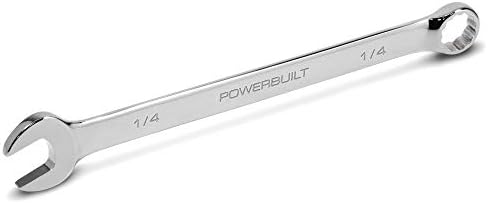 Chave de combinação de 1/4 de polegada PowerBuilt, caixa dupla de 12 pontos SAE e extremidade aberta, padrão longo de 15 graus -