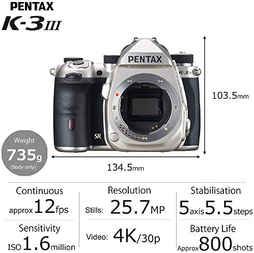 Pentax K-3 Mark III Flagship APS-C Silver Camera Body com lente de 16-85mm