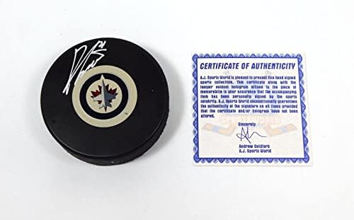 Ondrej Pavelec assinou o hóquei de hóquei da NHL Souvenir Puck AJ Sports AUTO - Autografado NHL Pucks