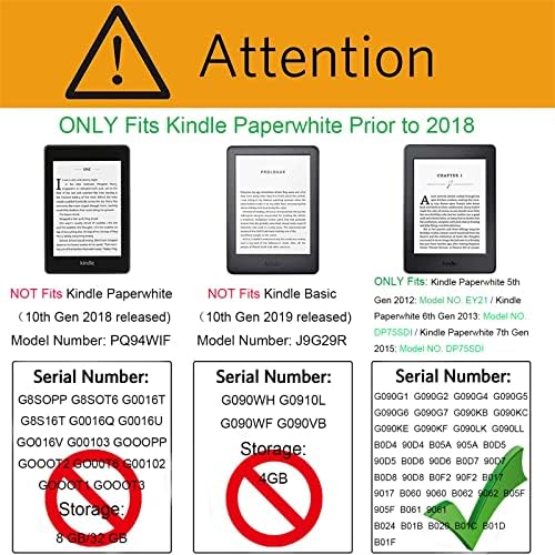 Caso CCOO para Kindle Paperwhite antes de 2018, - Tampa de proteção magnética à prova de água com despertar/sono automático