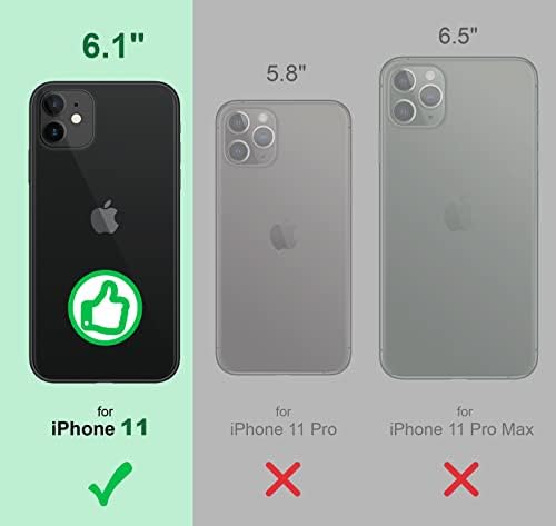Protege o estojo do iPhone 11, [destacável] caixa da carteira magnética, [suporte de carregamento sem fio], durável e magro com slots de cartão, pulseira, tampa [couro vegano] para iPhone de maçã 11 -preto