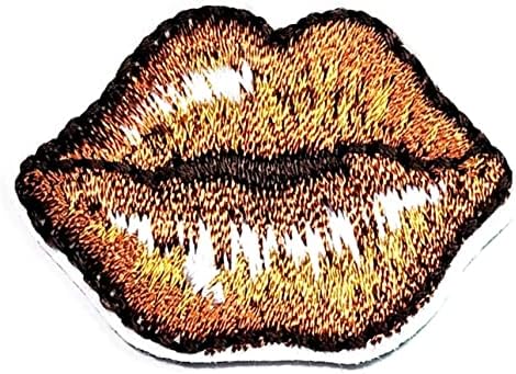Kleenplus 3pcs. Mini lábios marrons beijar ferro em remendos atividades de logotipo bordado roupas jeans jaquetas chapéus
