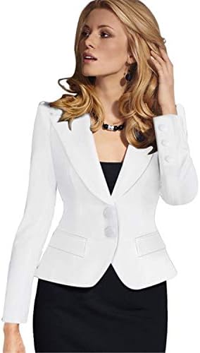 Andongnywell Women Slim Fit Frente Front Work Office Blazer Jacket com dois botões com bolsos fora do casaco