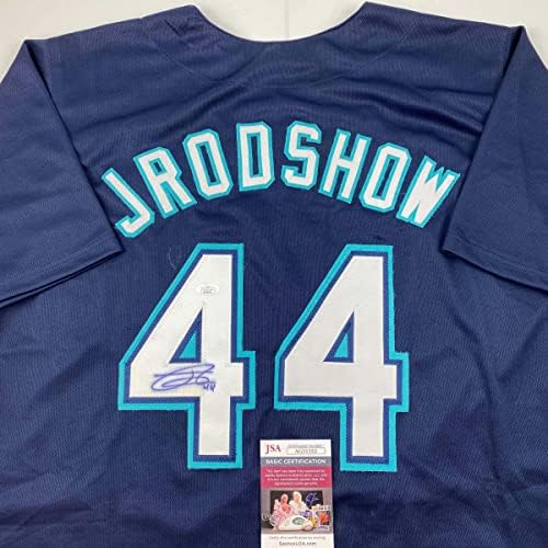 Julio Rodriguez autografado/assinado JRODSHOW Seattle Blue Baseball Jersey JSA COA