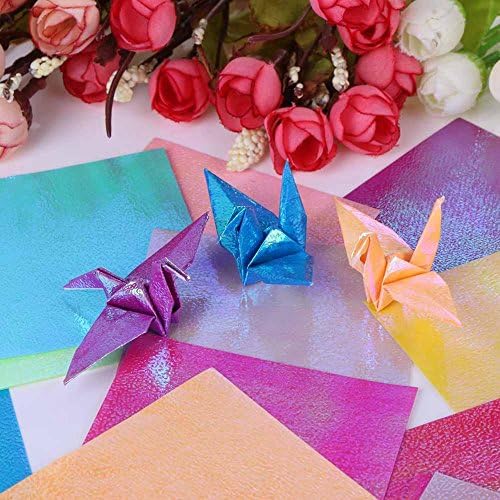 Whitelotous 20 Sheets Square Origami Papers Shining dobring Solid Papers para recortes artesanais artesanais DIY