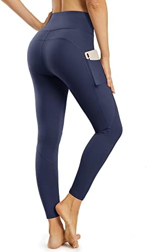 Calça de ioga feminina com estilo de estilo com bolsos de altura de altura de altas da cintura, calças de corrida
