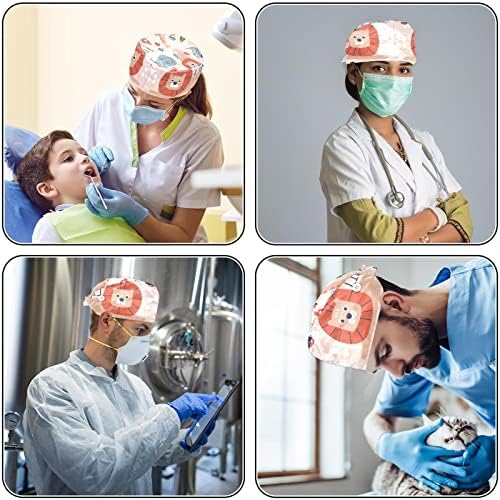Limpeza de tampas com botões Capa de cabelo Caps de turbante trabalham chapéus de enfermagem clínica de animais de