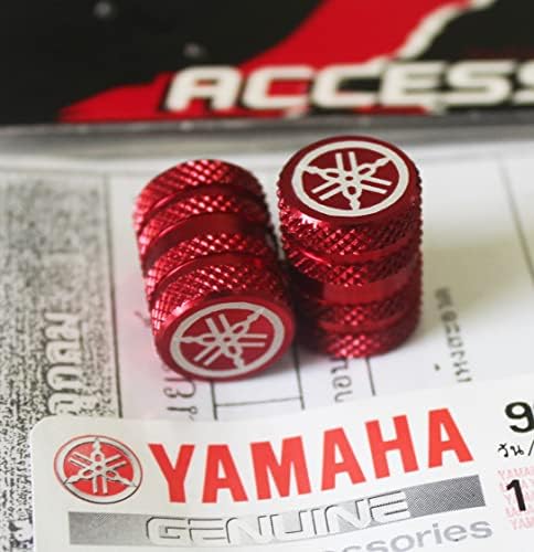 Conjunto de 2 Yamaha Tuning Fork Grilhando Red Pneu Pneu Válvula Caps de pó Protetores para motocicletas, bicicletas,