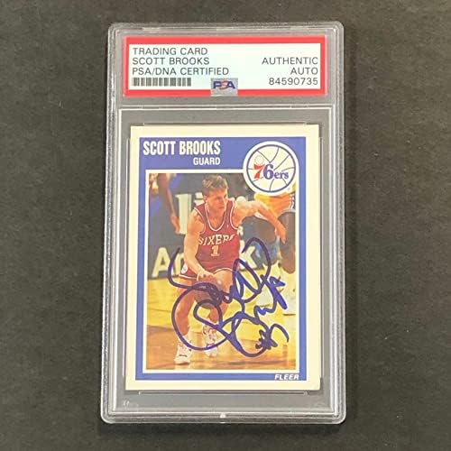 1989-90 FLEER #114 Scott Brooks assinado Cartão Auto PSA Slabbed 76ers - Basketball Slabbed Rookie Cards