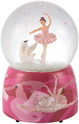DreamWizor Ballerina Snow Globe com efeitos leves e brilhos automáticos soprando dançarina colecionável Snowglobe toca o lago clássico