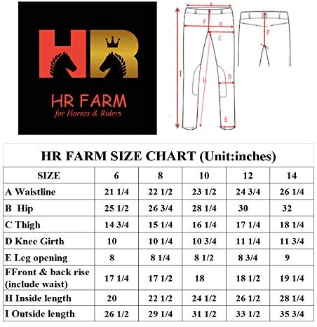 HR Farm Farm's Child's Knee Patch Silicone Grip Horse Pull em calças com zíper de bolso baixo