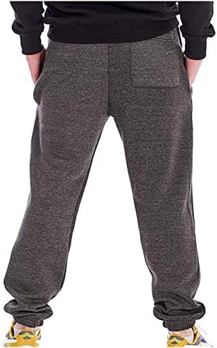 Calça de lã de lã masculina de badhub, cintura elástica calça longa de cor de cor de cor sólida casual calça de renda solta esportiva yoga calça