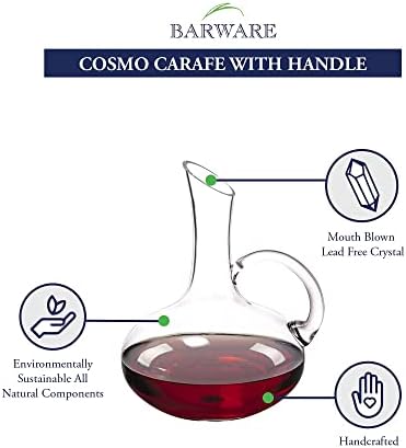Badash Cosmo Crystal Wine Jafar - 36 onças. Jarra de vidro de cristal soprada na boca para vinho, água, suco e mais-cristal