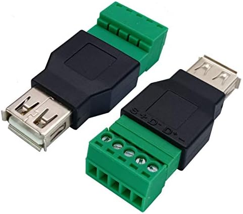 Aaotokk USB 2.0 A adaptador de bloco de terminal de parafuso USB 2.0 Uma fêmea a 5 pinos/maneiras de parafuso fêmea