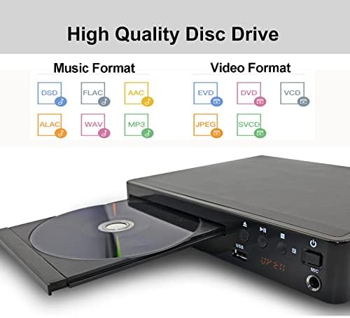 DVD Player HDMI para TV, Lonpoo Compact Multi Region DVD CD Disc player com qualidade de imagem Full HD, anti-SKIP, sem