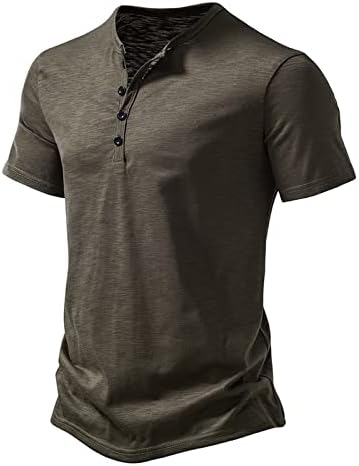 Ruiruilico Henley Camisetas Polo para homens Algodão confortável Camisas esportivas básicas de verão
