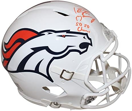 Peyton Manning assinou o Denver Broncos White Authentic Helmet Champs Fan 27783 - Capacetes NFL autografados