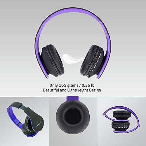 PowerLocus Rose Gold Bluetooth fones de ouvido com fones de ouvido Bluetooth preto/roxo