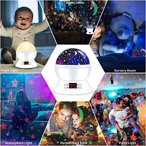Projetor da luz noturna para crianças, projetor de estrela para decoração de quarto, projetor de bebê girando em 360 graus com 17 cores e temporizador, brinquedos para presente de auxílio para dormir para meninos de 2 a 10 anos de idade - brancos
