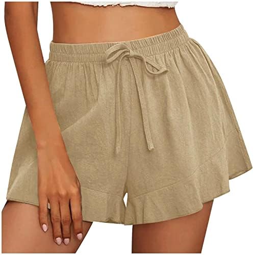 LMSXCT Casual de linho de algodão feminino shorts de verão shorts confortáveis ​​praias