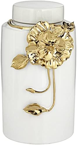 Dahlia Studios Fleur II 10 3/4 High Gold Golding Golding Gerâmico Jar