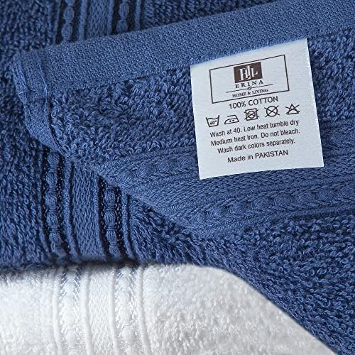Conjunto de panos de algodão Erina de 12, GSM pesado GSM puro puro pano de algodão 12 x 12 polegadas, toalhas